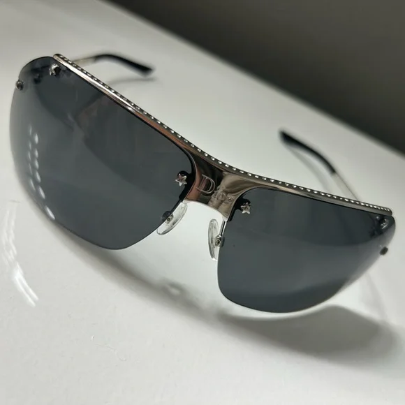 Vintage Dior Star Studded Black Sunglasses w original Dior box & cloth